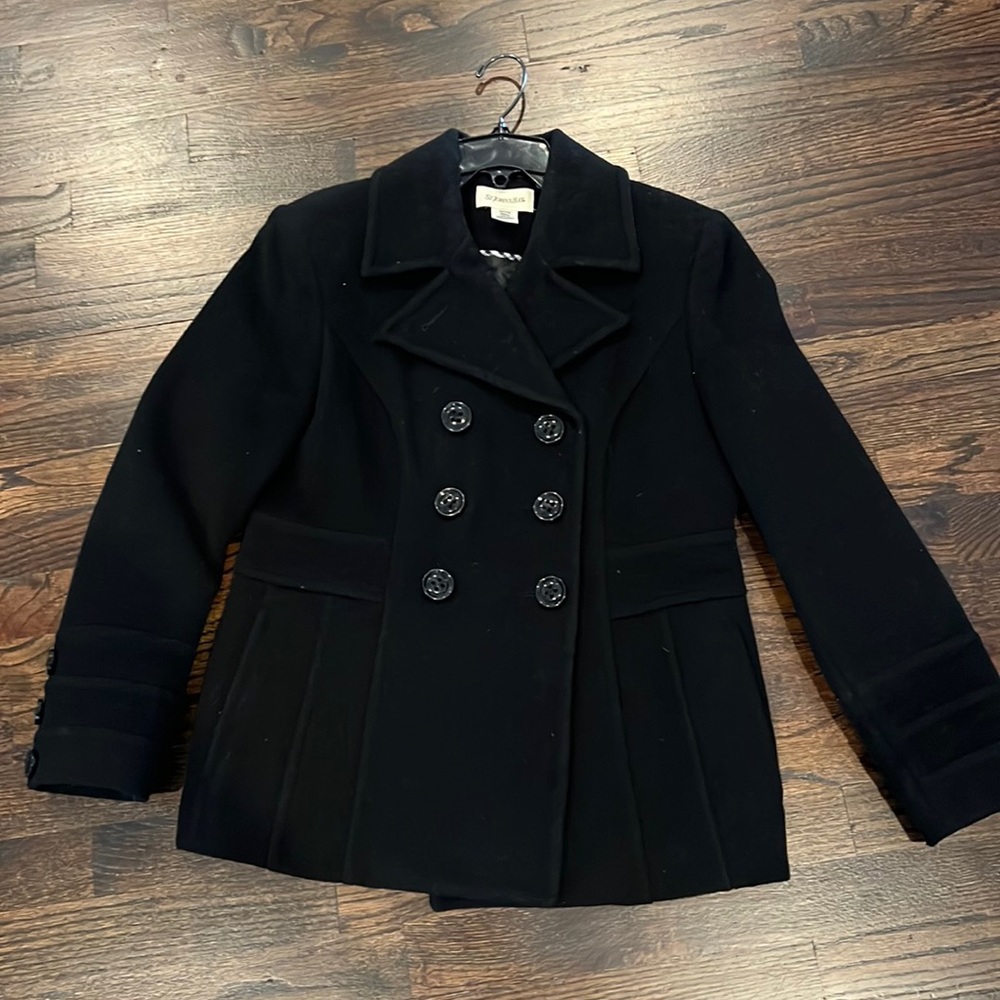 Black St. John’s Bay Peacoat petite small